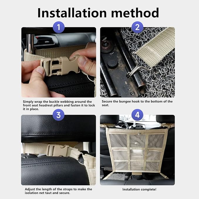 Dog Barrier for VW Caddy 2003-2020 Pet Travel Net | Car Dog Safety Protection | Back Seat Divider | Breathable Mesh | Adjustable Strap | Vehicle Organizer | Outdoor Adventures