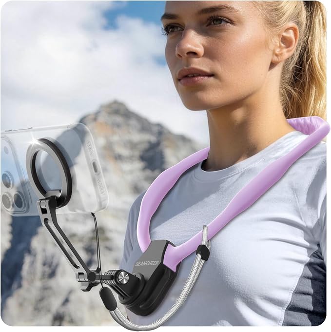 【2026 Extended Long】 Magnetic Neck Mount for Phones,Neck Phone Holder | 27.6"Hands Free Pov Phone Holder Chest Mount for iPhone17–12 & Android,Go Pro DJI,Camera Shoulder Supports