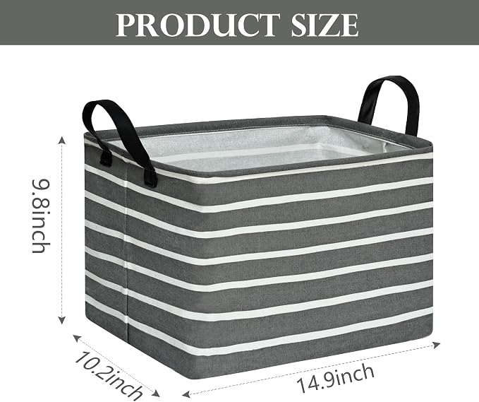 Baby Storage Basket Nursery Box Laundry Hamper Organization Bins for Toys and Clothes with Handles (Stripe)