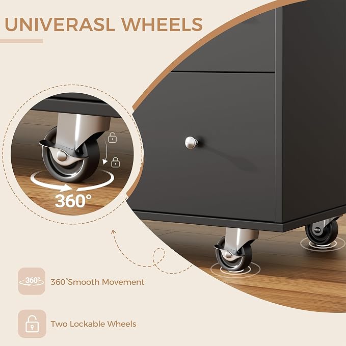 JY QAQA 40" Kitchen Island Cart Furniture cart on Wheels Rolling Portable Dining Room Serving Utility Carts Mobile Movable with Drawers Cabinet,Black