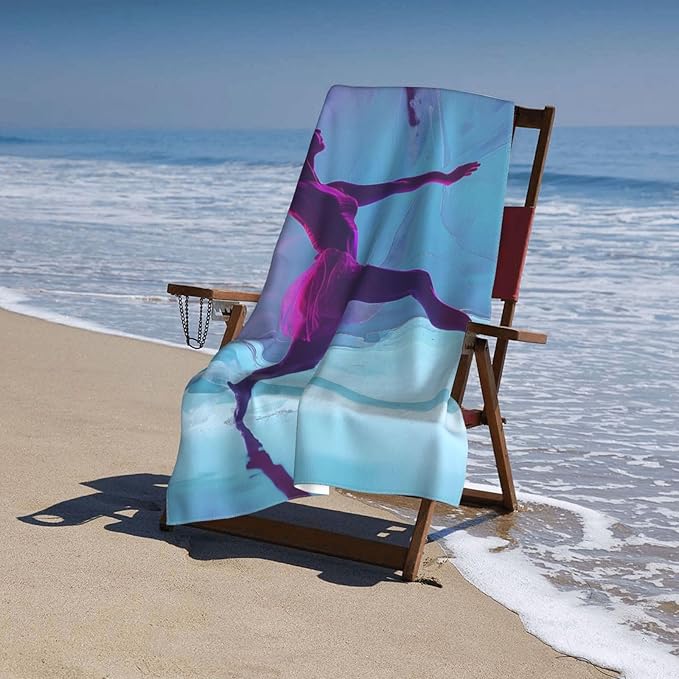 Ballet Dancer Beach Towel 31inx51in, Artistic Sand-Free Microfiber Bath Towel Ultra Soft Quick Dry Pool Towel Absorbent Towel Lightweight Towel for Swimming Bathroom Decor