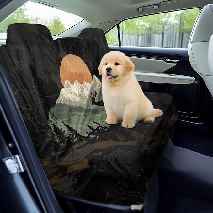 Renewold Dog Car Back Seat Covers Car Rear Bench Towel Seat Covers for Dogs Cats Universal Fit Most SUV Van Sedan Truck Blanket Pads for Running Gym Swimming Mountain Deer Camping Mat