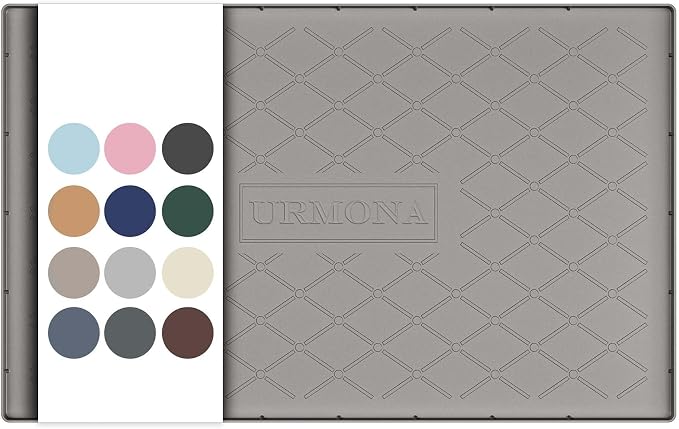 URMONA 34" x 22" Waterproof Silicone Mat in Multiple Sizes & Colors, Under Sink Mat for Kitchen & Bathroom, Pet Food Pad for Dogs & Cats, Kitchen Cabinet Liner, Multi-Purpose for Storage(Beige)