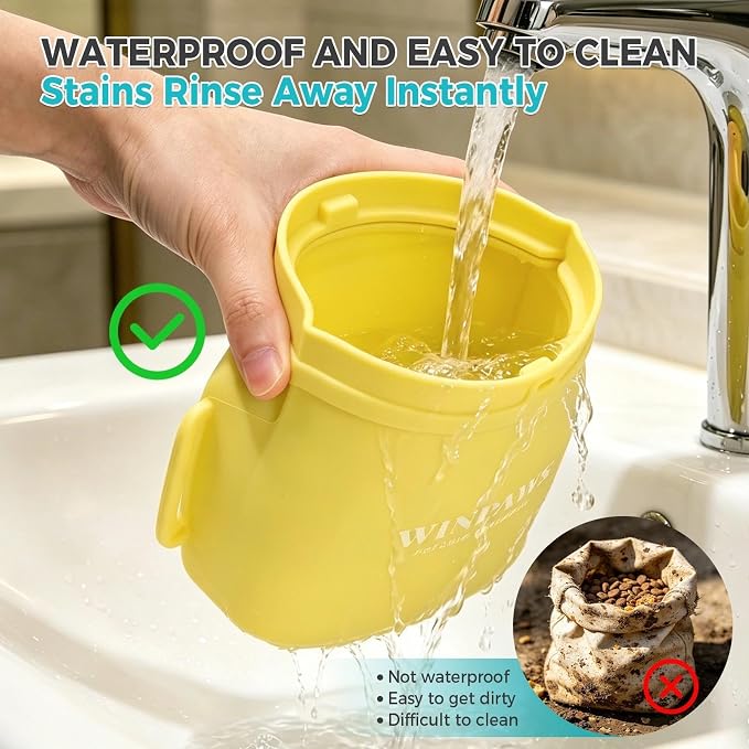 Silicone Dog Treat Pouch with Poop Bag Holder,Waterproof Magnetic Close Sealable Fanny Pack with Adjustable Waist Belt, Pet Puppy Training Essentials, One-Handed Opening with Press & Magnetic(Yellow)