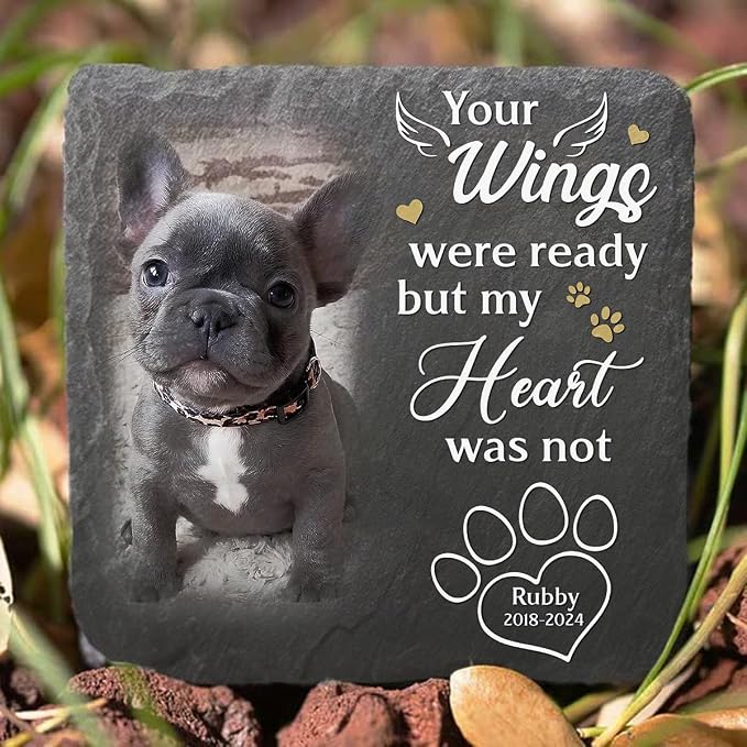 Wrappiness Pet Memorial Stone - I Loved You Your Whole Life, Personalized Dog Memorial Gifts, Remembrance Condolences Bereavement Gifts for Loss of Pet Custom Photo (Square 01, Stone)