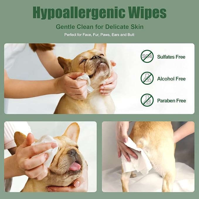 ATIFBOP Dog Wipes for Paws and Butt, Aluminum Moisture-Lock Seal, Hypoallergenic Pet Grooming Wipes, 400 Wipes for Cleaning & Grooming Moisturizing Coconut