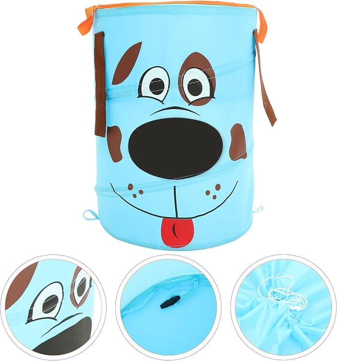 GALPADA Large Capacity Foldable Fabric Storage Bucket with Two Comfortable Handles, Easy to Carry Portable Bin Organizer for Nursery Room and Bedroom, Light Blue Pet Storage Basket