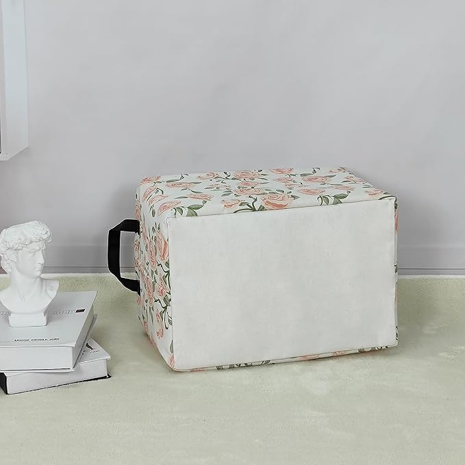 Rectangular Collapsible Champagne Rose Storage Basket Nursery Organizer | Storage Bin Foldable Canvas with Handles for Organizing Home Kitchen Children Toys Office Closet Shelf Baskets
