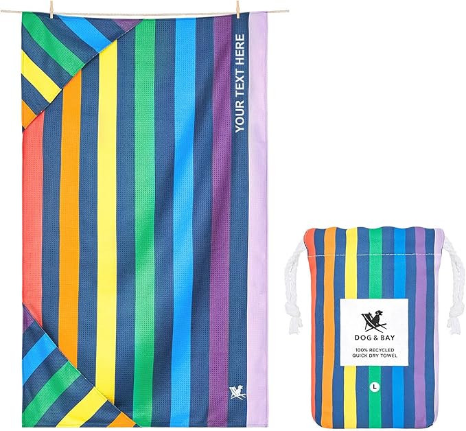 Dock & Bay Pet Towel - Super Absorbent & Quick Drying Dog Towels with Bag - 100% Recycled - Pups with Pride, Medium (90x50cm, 35x19)
