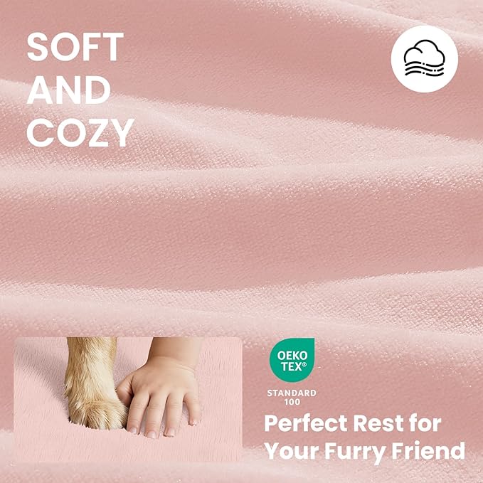 OhGeni Orthopedic Waterproof Large Dog Bed, Memory Foam, 44 inch(Pink) | Machine-Washable Removable Cover in Easy-Clean Fabric, Reversible Memory Foam & Easy-Carry Handle, Wider and Larger