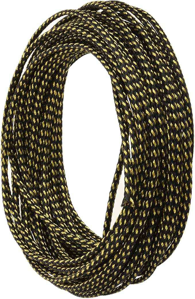 Jutagoss PET Expandable Braided Cable Sleeve, 32.8ft - 1/8 inch Black Gold Cable Management Sleeve, Wire Loom Tube Cord Protector for USB Cable, Power Cord, Audio Video and More, 1Pc