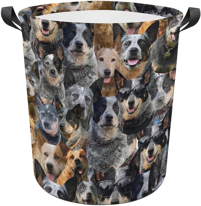 Australian Cattle Dog Print Laundry Basket, Funny Pet Dog Laundry Hamper, Collapsible Organizer Basket Storage Bin for Bedroom Clothes, Gifts for Australian Cattle Dog Dog Mom Dog Lover Owner