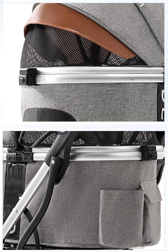 Pet Stroller Strolling Cart Dog Cat Cage 4 Wheels Jogger for Medium Small Dogs Cats Travel Folding Carrier Waterproof Puppy Strollers (Gray(Grey))