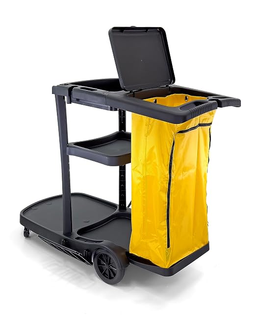 Commercial Housekeeping cart Janitorial cart with Cover and Vinyl Bag, L 52" x W 22" x H 40"