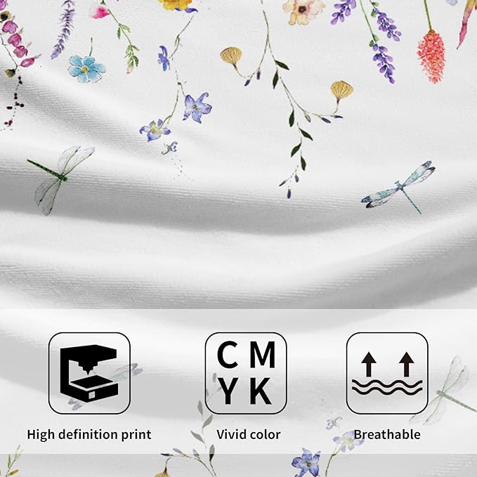 Wildflower Dragonfly Hand Towels Set of 2 Wild Floral Soft Microfiber Spring Summer Bath Towel Kitchen Dish Towels for Gym Spa Home Decor