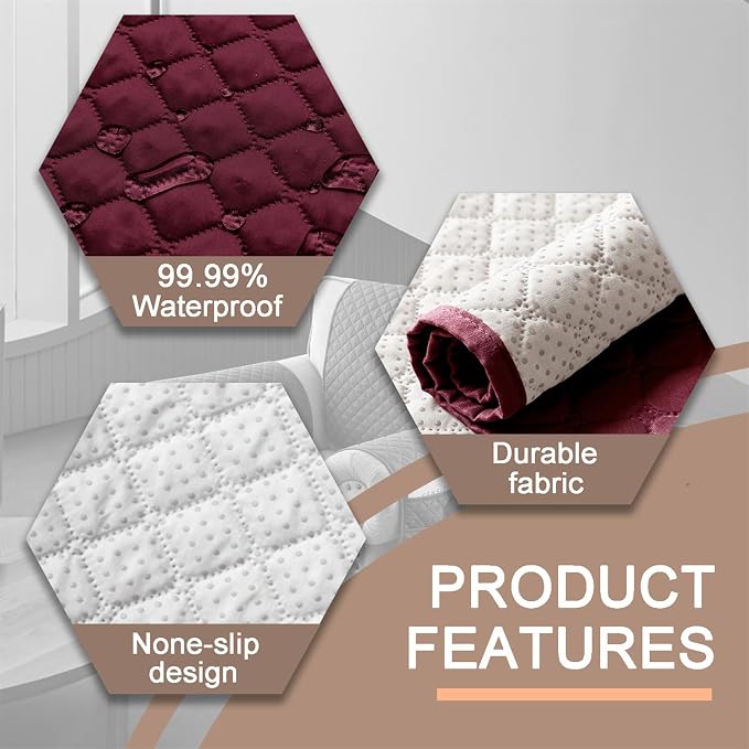 Water-Resistant Sofa Armrest and Headrest Covers with Side Pocket | Keep remotes close quilted polyester helps guard against wear, pet scratches, and kids' messes silicone backing adds grip