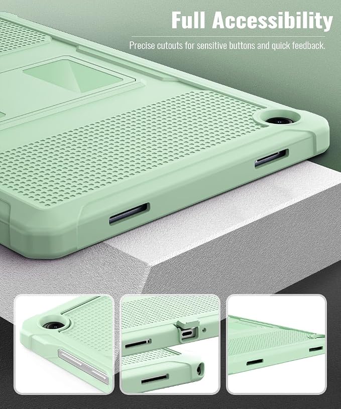 MoKo Shockproof Case Fit Samsung Galaxy Tab A11+ Plus/ A9+ 11 Inch | Full Body Rugged Stand Back Cover with Built-in Screen Protector for Galaxy Tab A11+/ A9+ Tablet, Light Green