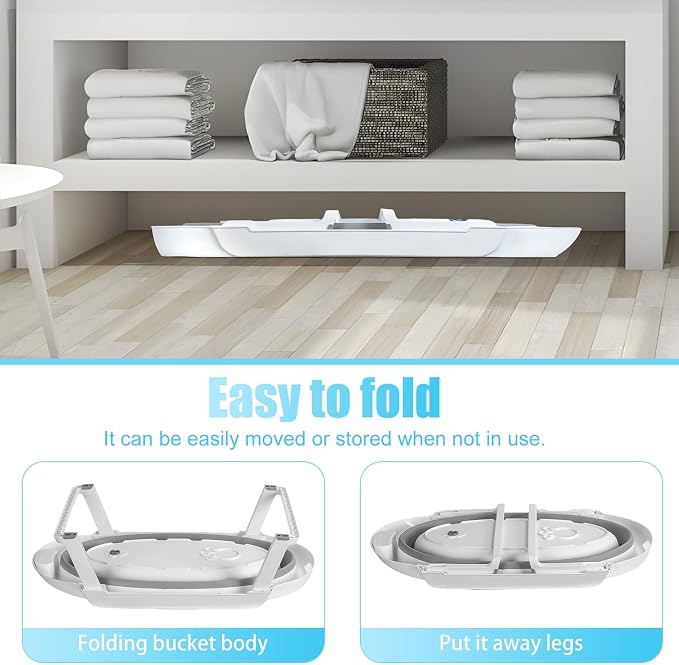 2 in 1 Dog Bathtub, Dog Washing Station, Elevated Collapsible Bathtub with Drainhole, Shower Head Holder & Storage Rack, Foldable Portable Pet Bathing & Grooming for Small Dogs Cats Grey
