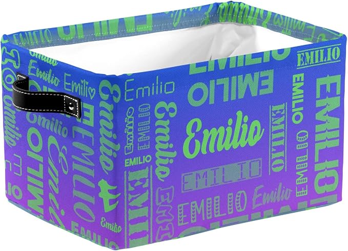 Personalized Toy Box Storage Bins for Boys Girls with Name, Kids Custom Storage Basket Cubes Organizer with Handles, Shelf Closet Storage Baskets Bin Customized Gift, 1 Pack