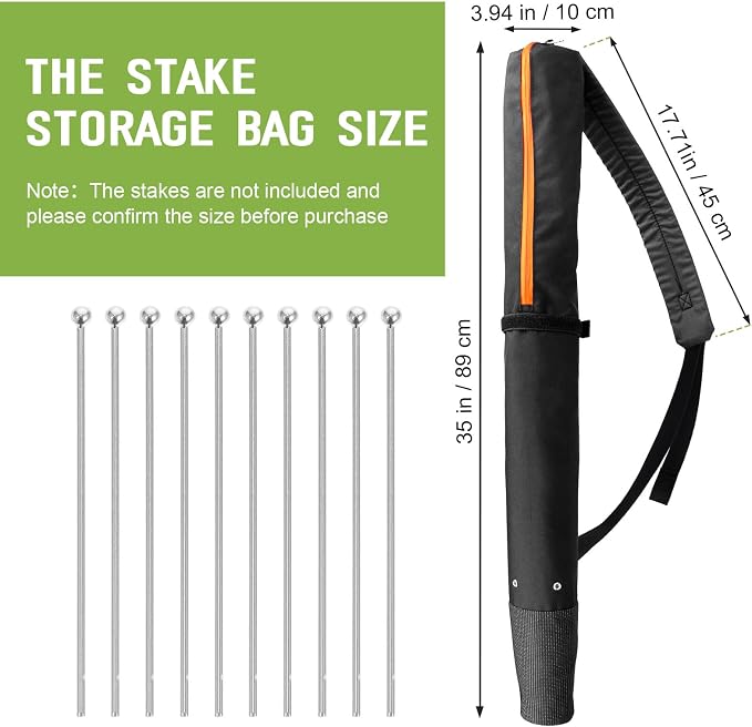 Stakes Storage Bag, Dog Playpen Stake Bag 35" Suitable for All Dog Pen, Waterproof Heavy Duty Tent Stakes Organizer for Storing and Carrying Outdoor Activities, Black, 1 Pack