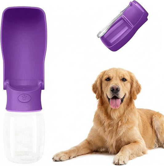 Portable Dog Water Bottle for Walking – 19oz / 12oz Foldable Pet Water Dispenser for Puppies, Medium & Large Dogs – Leak Proof Travel Water Bowl for Small Animals Dog Accessories (12OZ Purple)
