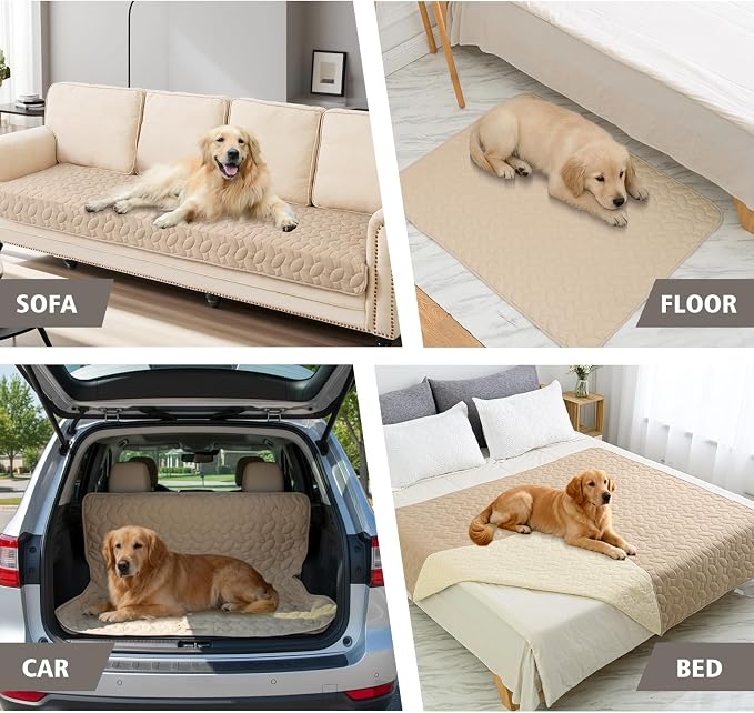 Ameritex Pet Bed Cover Dog Bed Blanket for Sofa and Furniture Waterproof New Pattern Design (52x82 Inch, Beige)