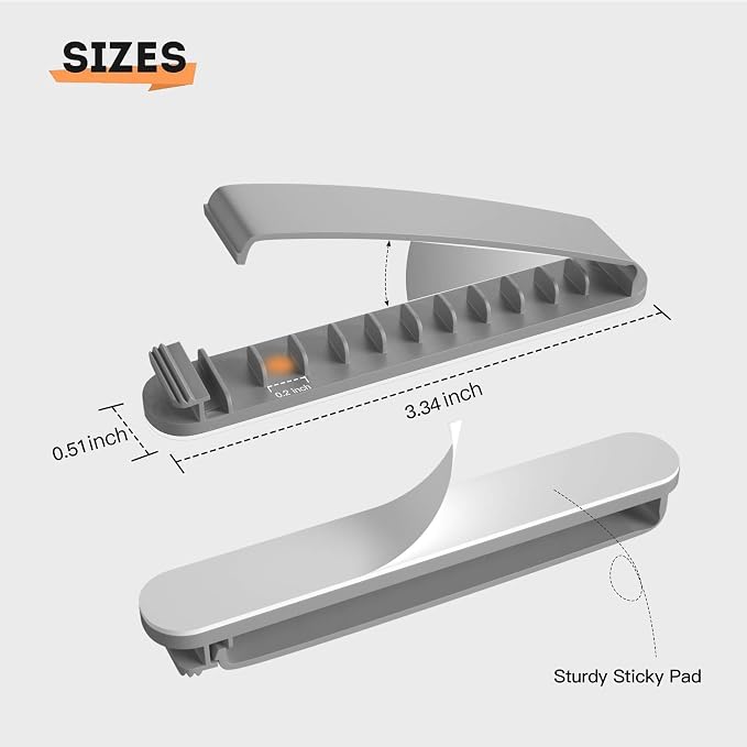 pzoz Cable Clips, 3 Pack Cord Organizer Charger Cable Management for Organizing Home Office Desk Phone Car Cable Wire, Self Adhesive Cord Holders (Gray)