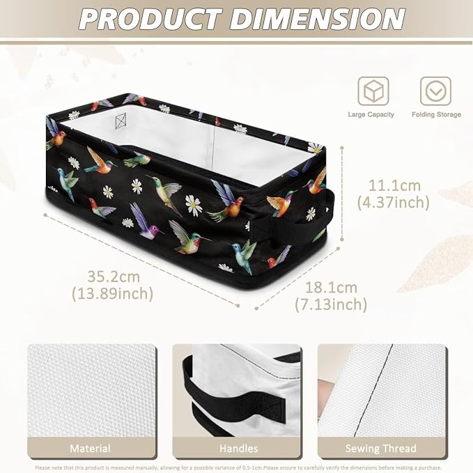 Bird Flower Toilet Paper Basket for Organizing with Handle Decorative Storage Bins for Countertop Toilet Paper Storage Basket Toilet Tank Top Small Basket