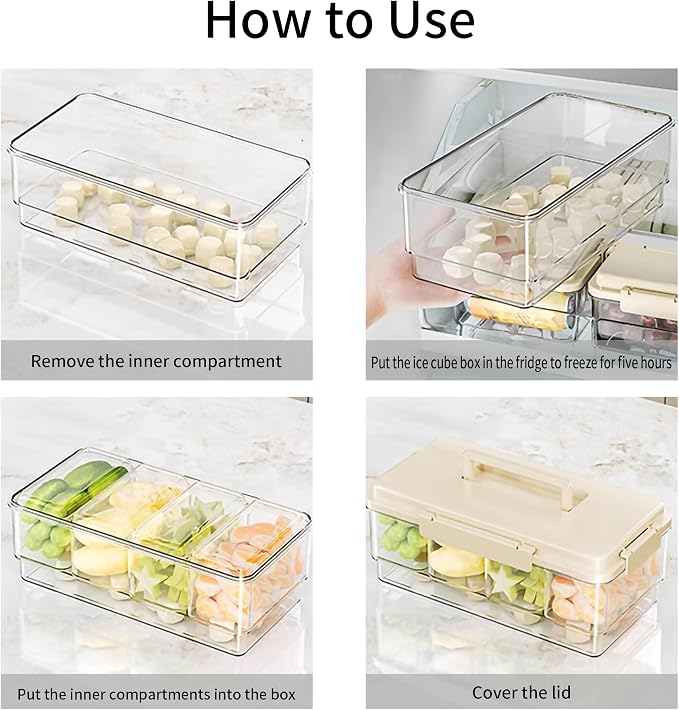 2Pack Ice Chilled Condiment Caddy with 4 Removable Containers Taco Ingredient Server with Lid Cooled Garnish Caddy Tray for Taco Mimosa Bar Sauce Fruits&Veggies White