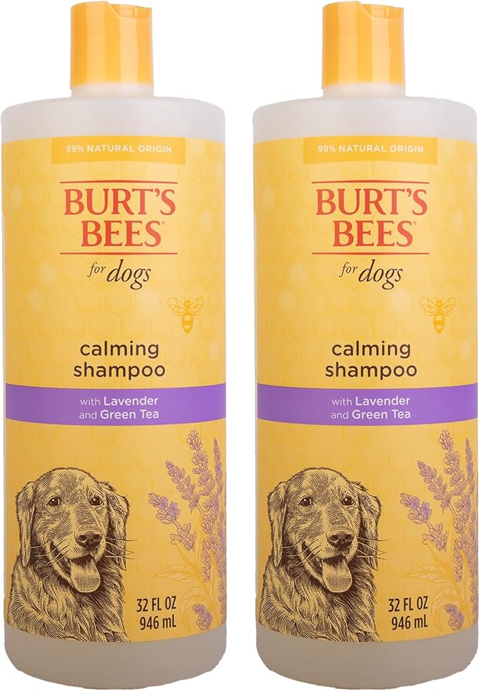 Burt's Bees for Pets Calming Dog Shampoo with Lavender and Green Tea, 95% Natural Origin, pH Balanced, No Sulfates, Soothing Lavender Scent, for All Dog Breeds, 32 Fl Oz - 2 Pack