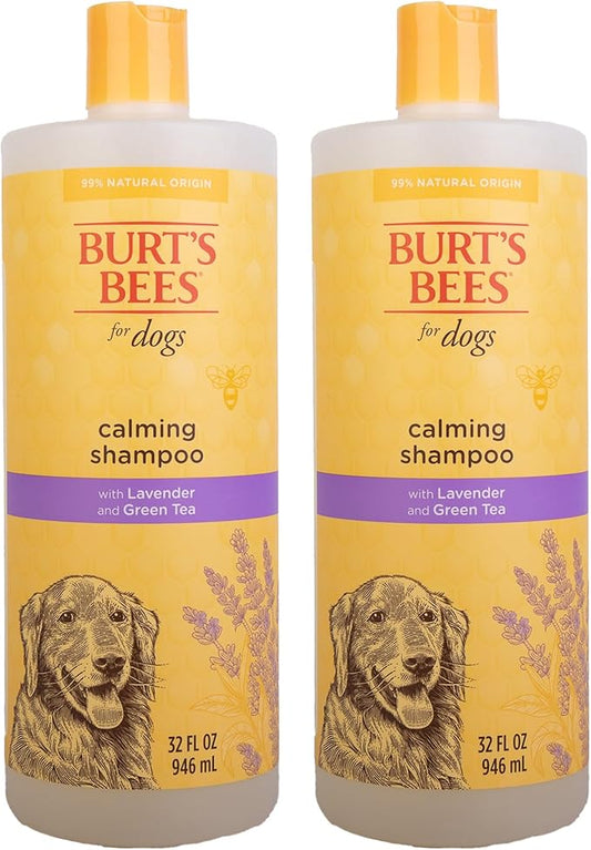 Burt's Bees for Pets Calming Dog Shampoo with Lavender and Green Tea, 95% Natural Origin, pH Balanced, No Sulfates, Soothing Lavender Scent, for All Dog Breeds, 32 Fl Oz - 2 Pack