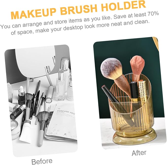 Desktop Makeup Brush Holder Transparent Pen Pot Pet Material Office Organizer