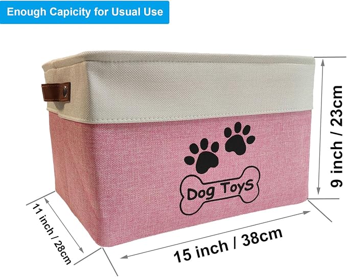 Dog Toy Basket Collapsible Dog Toy Box Foldable Dog Toy Bin for Dog Chew Toys