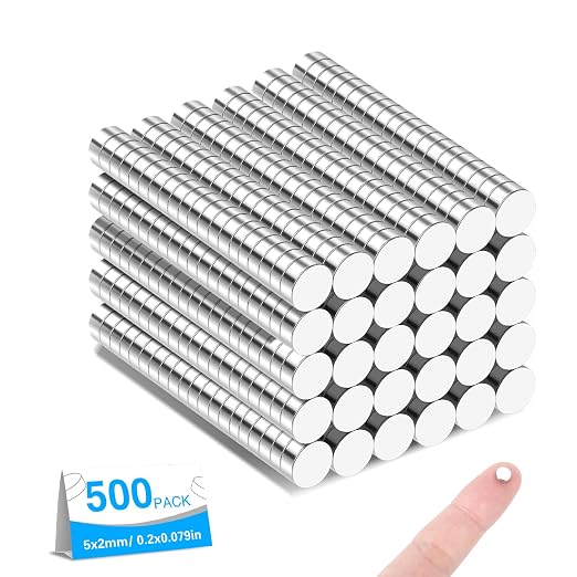 BEST CHOICE MAGNETS 500 Pack Small Magnets, 5x2mm Refrigerator Magnets | Rare Earth Magnets 0.2x0.08 Inch Neodymium Magnets for Crafts, Whiteboard, Kitchen Cabinet