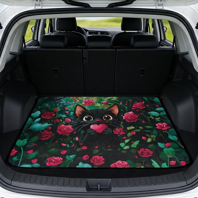 Heart Cat Car Trunk Mat 29" x 39"Inch Non Slip Rear Trunk Protection Cargo Liner Universal Vehicle Interior Accessories Fits for Most Car Models, Dustproof