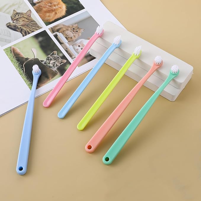 Mozeat Lens 8 Pack Small Dog Toothbrush Cat Toothbrush Pet Toothbrush Mini Head Soft Dog Cat Tooth Brush for Sensitive Puppy, Kitten, Cats & Small Breed Dogs, Portable Travel Friendly and Easy to Use