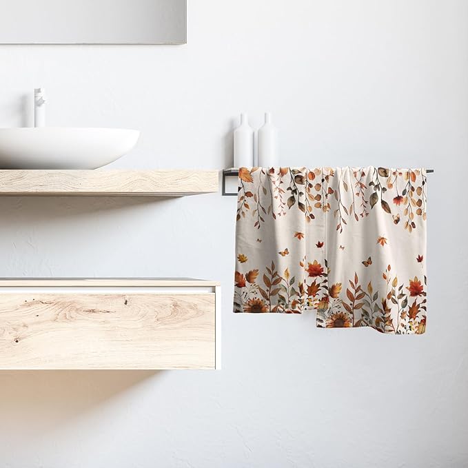 Giwawa Fall Maple Leaves Hand Towels Set of 2 Autumn Sunflower Dish Towel Soft Absorbent Guest Fingertip Bath Towel for Bathroom Kitchen Decorative