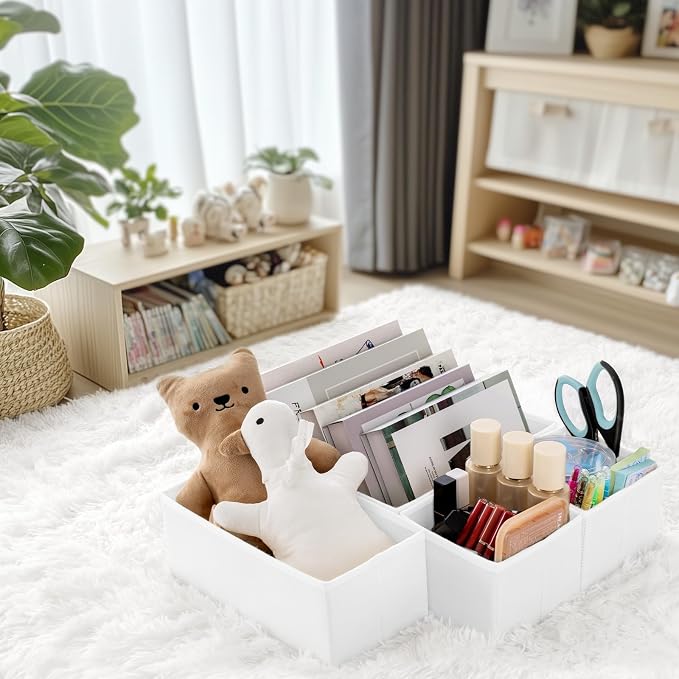 Drawer Organizer Clothes, 21 Pack Dresser Organizer for Baby Clothes, Underwear, Sock- Foldable Closet Organization and Storage Dividers Bins for Nursery, Bedroom (White)