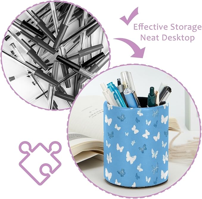 Butterflies Pen Holder, Pencil Cup Marker Brush Holder Desk Storage Case, Desktop Organizer for School Office Home Supplies