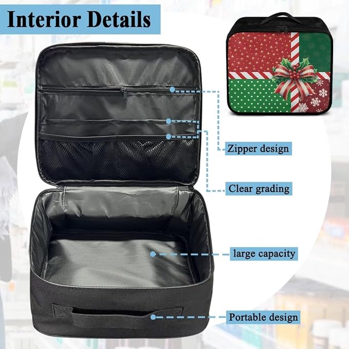 First Aid Case Empty Christmas Bow Empty First Aid Bag Medical Bag Empty Large Capacity for Home Office and Travel Use Lightweight Washable Soft Fabric