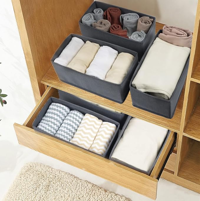 KIKILIE 6 Pack Foldable Clothing Organizers, Multi-purpose Drawer Dividers for Shirts, Bra, Socks and Panties (DD5250)