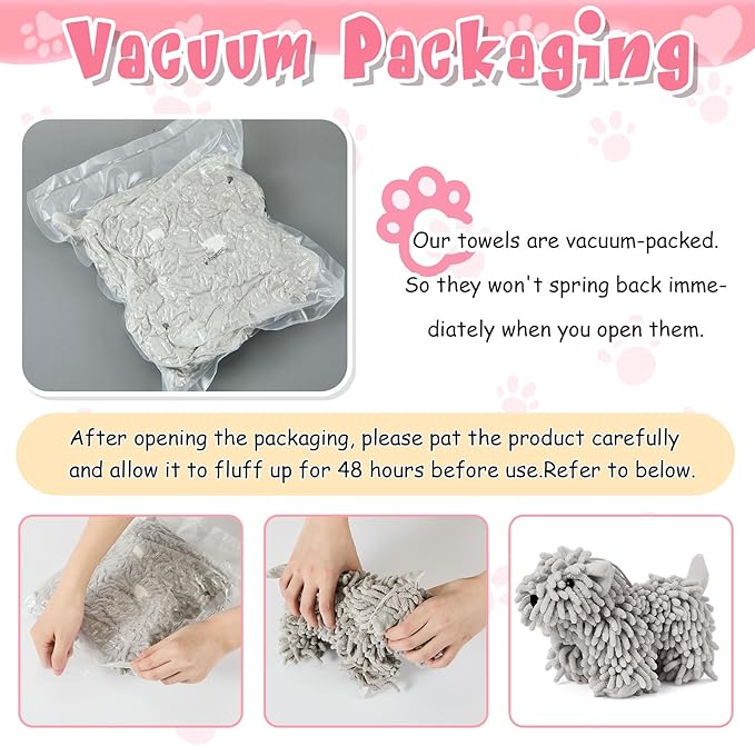 Tegeme 1 Pcs Chenille Dog Hand Towel Fuzzy Dog Towel Absorbent Microfiber Soft for Bathroom Kitchen Washstand (Grey)