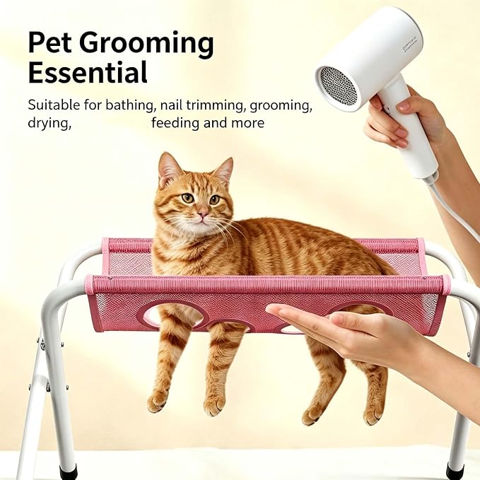 2-in-1 Foldable Pet Grooming Bed, Foldable Pet Bathing Stand with Strap | Foldable Pet Bathing Station, Dog Grooming Hammock, Quick Dry Mesh Table, Secure Support Strap, Nail Trimming Slingent