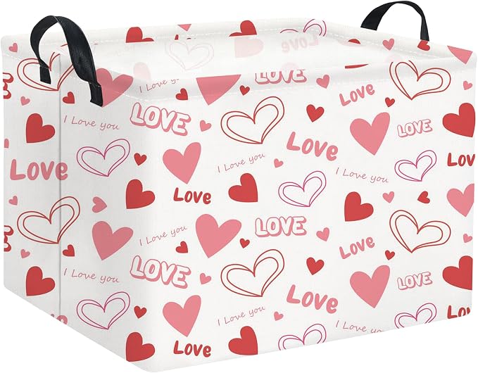 Rectangular Valentines Gift Basket - Pink Love Room Decor