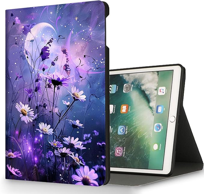 for Microsoft Surface Pro X/Pro X Plus-13 2019/2020/2021/2024 Tablet Case,Auto Wake/Sleep,Adjustable Stand Protective Cover - Purple Dreamy Flower