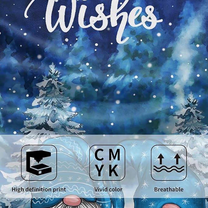 Giwawa Winter Gnomes Hand Towels Blue Pine Tree Kitchen Dish Towels Set of 2 Soft Face Bathroom Towel Seasonal Decorative for Guest Hotel Spa Gym