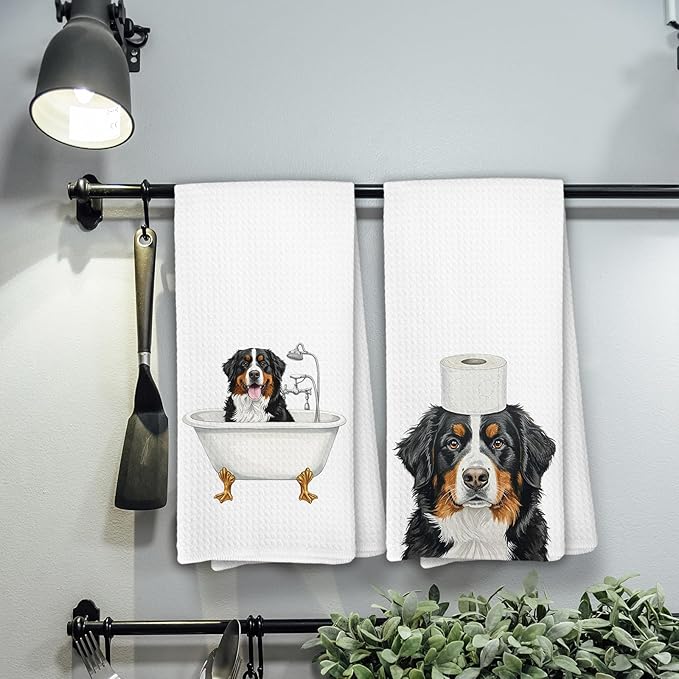 Bernese Mountain Bathroom Decor Gifts Hand Towels, Bernese Mountain Dog Bathroom Hand Towels Decorative Set of 3, Dog Gifts for Women,Home & Kitchen