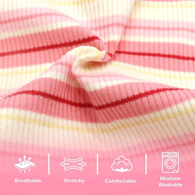 Striped Small Dog Dress Cute Pink Girl Dogs Cats Clothes, Pink S