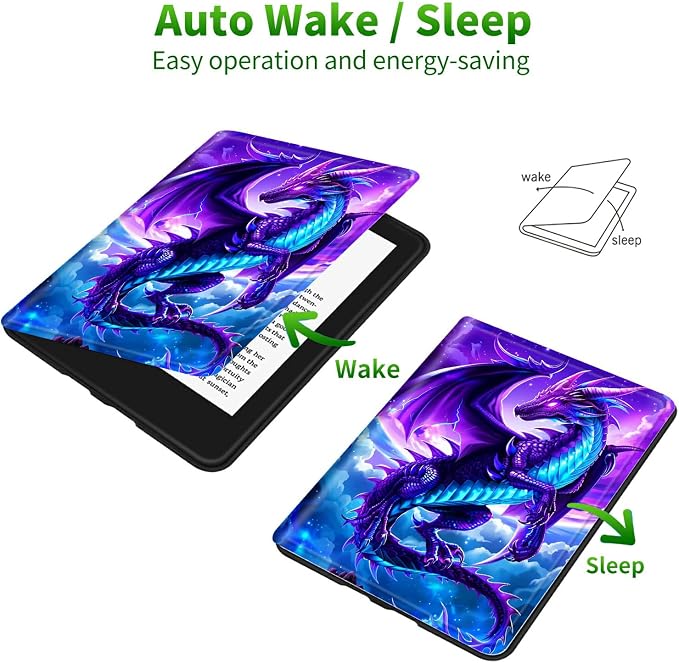 for Samsung Galaxy Tab A 8.0" 2017 SM-T380/T385 Case | Slim Leather Smart Cover with Multi-Angle Anti-Slip Stand [Auto Wake/Sleep] Shell for Women Men, Galaxy Purple Dragon