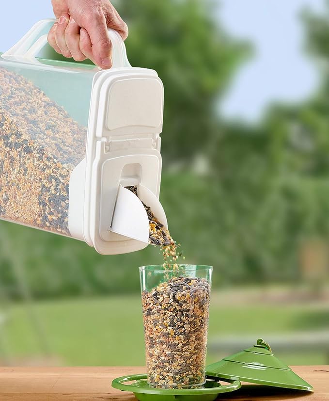 Buddeez 6-Quart Dispenser for Pet Food and Bird Seed, White, Large (01206W-BAG)